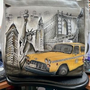 Anuschka Hand-Painted Leather Convertible Crossbody/Backpack-NYC-YELLOW CAB